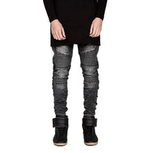 Load image into Gallery viewer, SFIT 2019 Streetwear Mens Ripped Biker Jeans Homme Men&#39;s Motorcycle Slim Black White Blue Moto Denim Joggers skinny jeans men