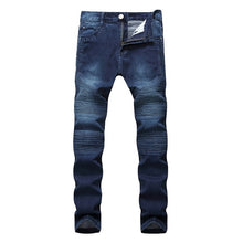 Load image into Gallery viewer, SFIT 2019 Streetwear Mens Ripped Biker Jeans Homme Men&#39;s Motorcycle Slim Black White Blue Moto Denim Joggers skinny jeans men