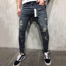 Load image into Gallery viewer, Jeans Men Mid Waist Casual Slim Ankle Length Skinny Jeans Men Streetwear Fashion Hole Ripped Jeans for Men calça masculina D40