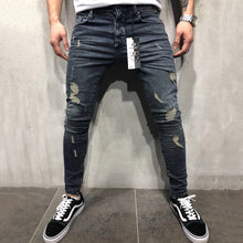 Load image into Gallery viewer, Jeans Men Mid Waist Casual Slim Ankle Length Skinny Jeans Men Streetwear Fashion Hole Ripped Jeans for Men calça masculina D40