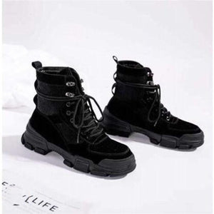 Women Winter Short Boots Ladies Mid Square Heels A278 Fashion Warm Shoes Woman Red Black Apricot Ankle Boots