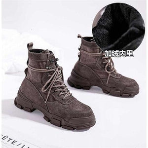 Women Winter Short Boots Ladies Mid Square Heels A278 Fashion Warm Shoes Woman Red Black Apricot Ankle Boots