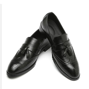 Big Size 37-48 Men Leather Loafers Brand Shoes Classic Tassel Brogue Mans Footwear Formal Shoes Casual Bullock Shoes AA-109