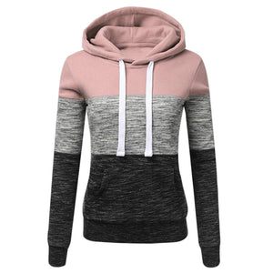 SHUJIN Women Sweatshirts Autumn Winter Hoodies Long Sleeve Hoody Ladies Zipper Pocket Patchwork Hooded Sweatshirt Female Outwear