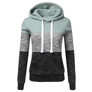 SHUJIN Women Sweatshirts Autumn Winter Hoodies Long Sleeve Hoody Ladies Zipper Pocket Patchwork Hooded Sweatshirt Female Outwear