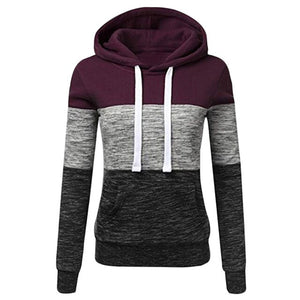 SHUJIN Women Sweatshirts Autumn Winter Hoodies Long Sleeve Hoody Ladies Zipper Pocket Patchwork Hooded Sweatshirt Female Outwear