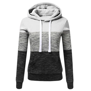 SHUJIN Women Sweatshirts Autumn Winter Hoodies Long Sleeve Hoody Ladies Zipper Pocket Patchwork Hooded Sweatshirt Female Outwear