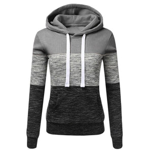 SHUJIN Women Sweatshirts Autumn Winter Hoodies Long Sleeve Hoody Ladies Zipper Pocket Patchwork Hooded Sweatshirt Female Outwear