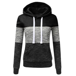 SHUJIN Women Sweatshirts Autumn Winter Hoodies Long Sleeve Hoody Ladies Zipper Pocket Patchwork Hooded Sweatshirt Female Outwear