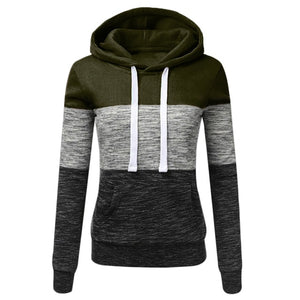 SHUJIN Women Sweatshirts Autumn Winter Hoodies Long Sleeve Hoody Ladies Zipper Pocket Patchwork Hooded Sweatshirt Female Outwear