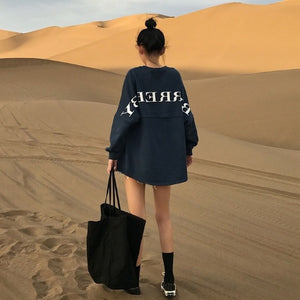 Streetwear Character Print Women Sweatshirt Spring 2019 O Neck Long Sleeve Pullover Knitted Oversized Hoodie Sweatshirts